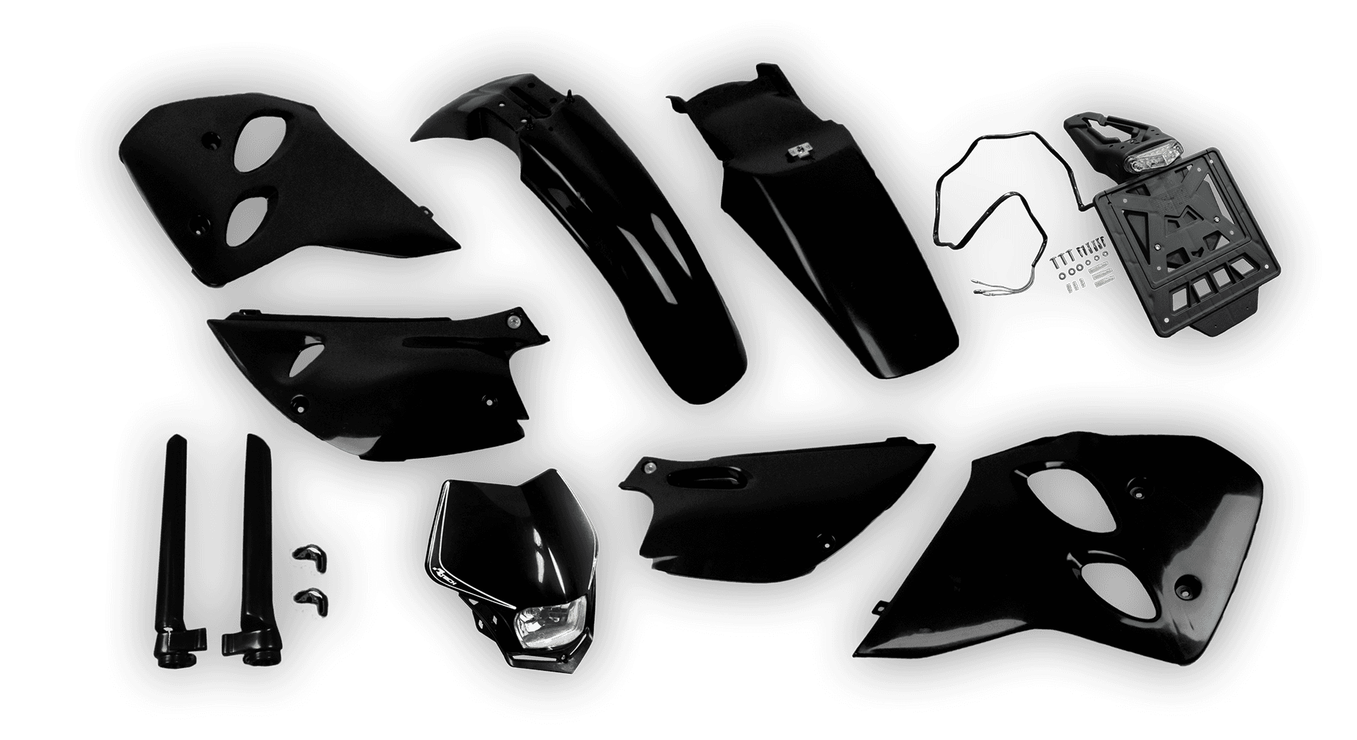 Plastics Kit - KTM - EXC EXC-F / XC-W XCF-W - 1993-1997 4-Stroke - Full Kit - Black with Lights