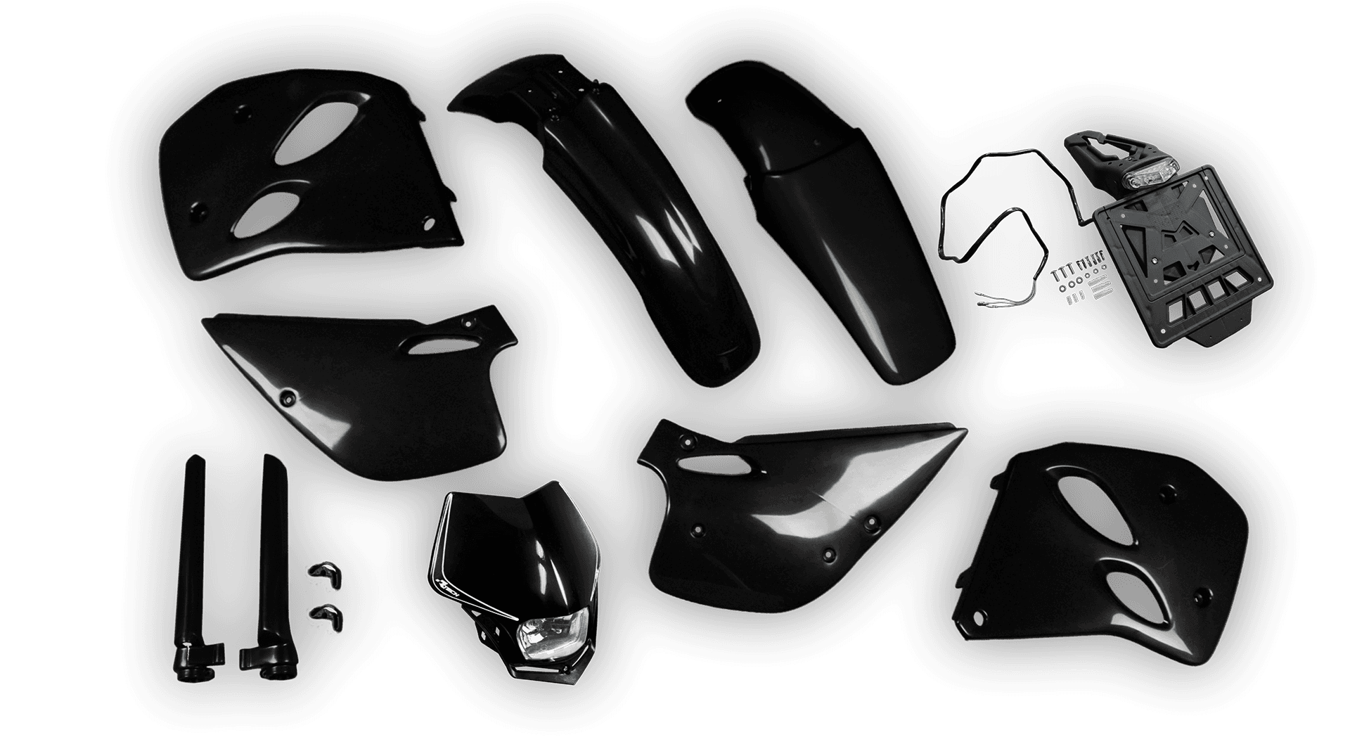 Plastics Kit - KTM - EXC EXC-F / XC-W XCF-W - 1993-1997 2-Stroke - Full Kit - Black with Lights
