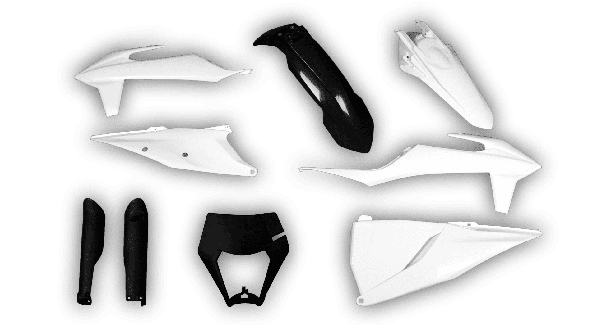 Plastics Kit - KTM - EXC EXC-F / XC-W XCF-W - 2020-2023 - Full Kit - Black White
