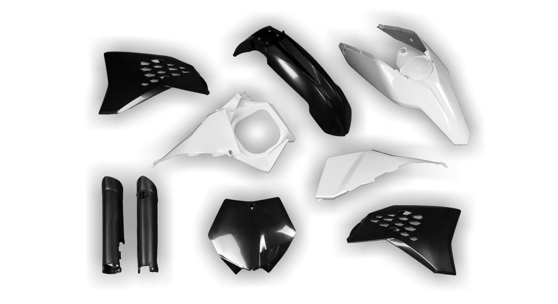 Plastics Kit - KTM - SX SX-F / XC XC-F - 2007-2010 - Full Kit - Black White