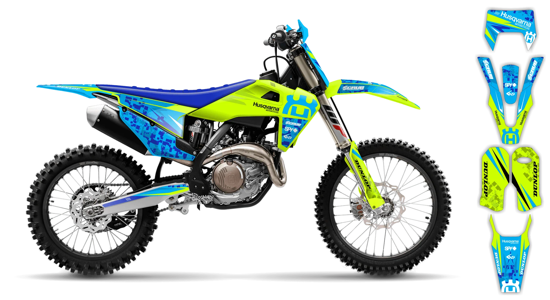 Graphics Kit - Husqvarna 14-> TE-FE Series - 2020-2023 - Fluo H-SE1059 - R1