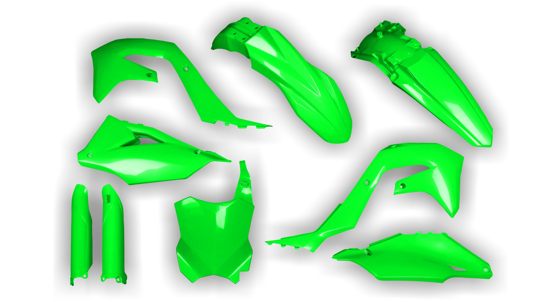 Plastics Kit - Kawasaki - KX 250F - 2021-2024 - Full Kit - Fluo Green