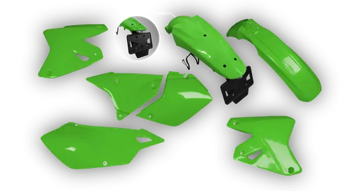 Plastics Kit - Suzuki - DRZ 400 Enduro - 1999-2024 - Full Kit - Green LED
