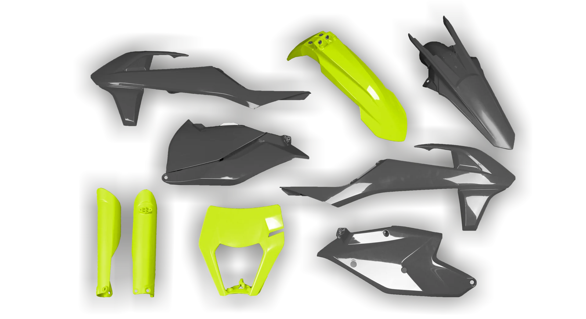 Plastics Kit - KTM - EXC EXC-F / XC-W XCF-W - 2017-2019 - Full Kit - Fluo Yellow Grey
