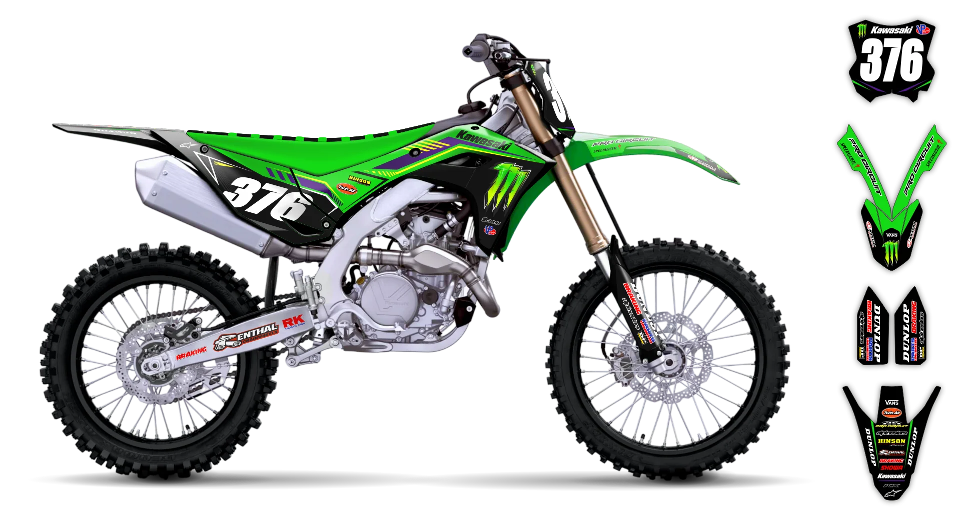Graphics Kit - Kawasaki - KX 450F - 2024-2025 - Clawx - R1