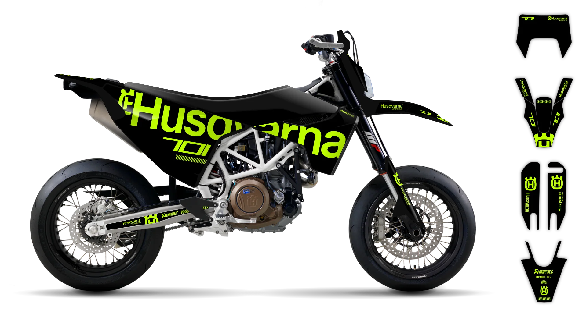 Graphics Kit - Husqvarna 14-> SM 701 - 2016-2024 - Fluo H-SE1126 - LE