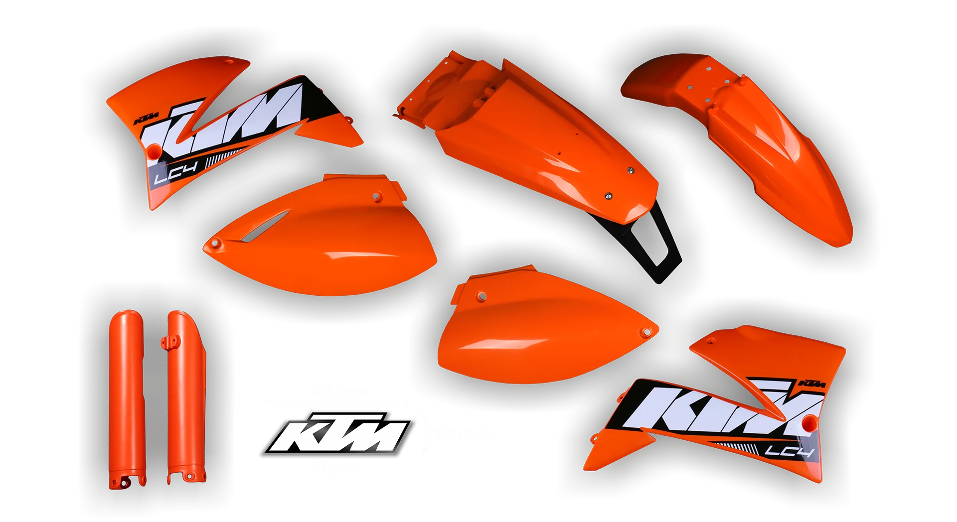 Plastics Kit - KTM - LC4 625-660 SMC - 1999-2004 - Full Kit - Orange Replica 1 LED