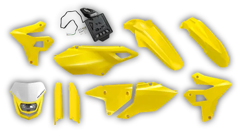 Plastics Kit - Suzuki - DRZ 400 SM - 1999-2024 - Full Kit - Yellow Restyle Premium