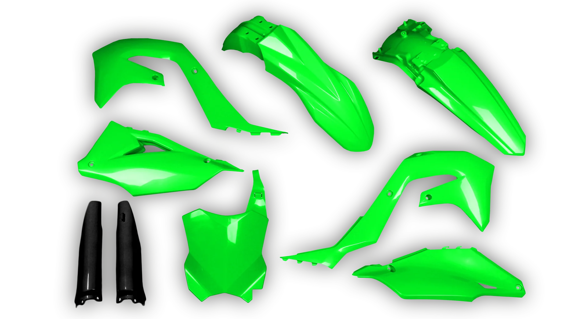 Plastics Kit - Kawasaki - KX 125-250 Restyle - 2004-2008 - Full Kit - Lime Green