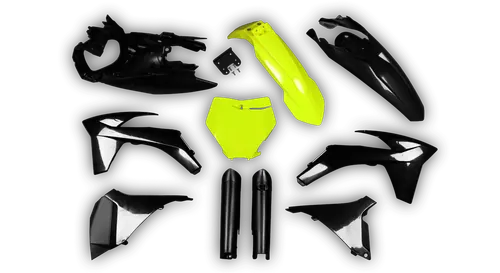 Plastics Kit - KTM - SX SX-F / XC XC-F - 2011-2012 - Full Kit - Fluo Black Restyle