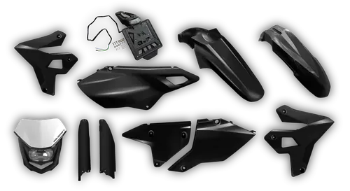 Plastics Kit - Suzuki - DRZ 400 SM Restyle - 1999-2024 - Full Kit - Black Restyle Premium