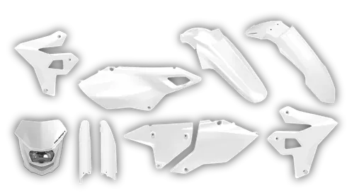 Plastics Kit - Suzuki - DRZ 400 SM - 1999-2024 - Full Kit - White Restyle with light