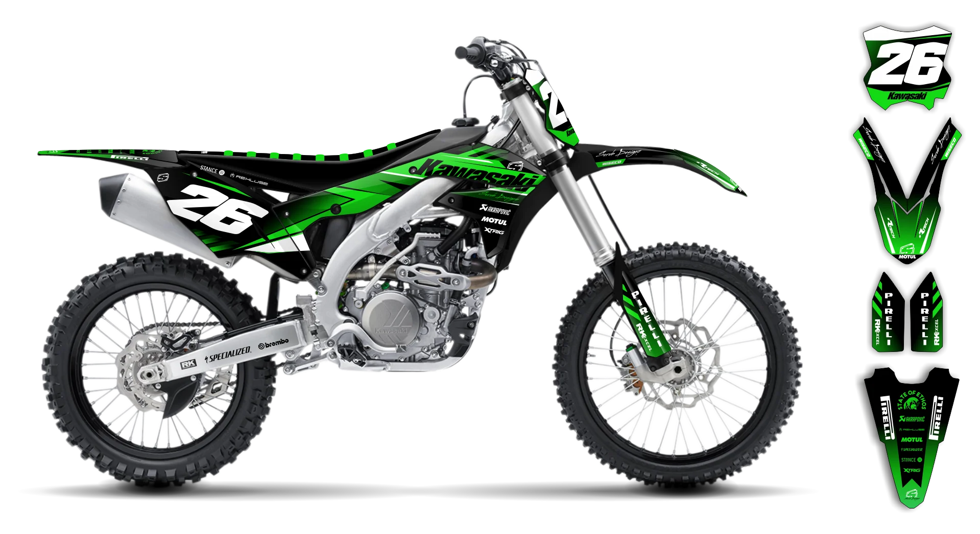 Graphics Kit - Kawasaki - KX 250F - 2017-2020 - Keryaco - R2