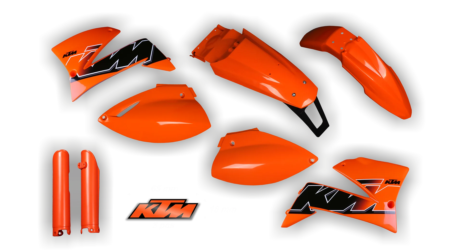 Plastics Kit - KTM - LC4 625-660 SMC - 1999-2004 - Full Kit - Orange Replica 2 LED