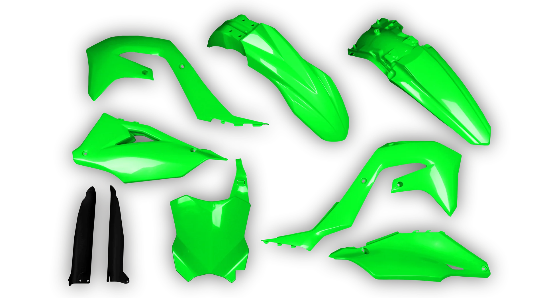 Plastics Kit - Kawasaki - KX 125-250 Restyle - 2003 - Full Kit - Lime Green