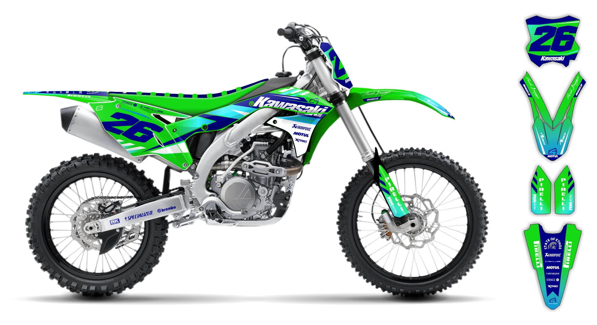 Graphics Kit - Kawasaki - KX 250F - 2017-2020 - Keryaco - R4