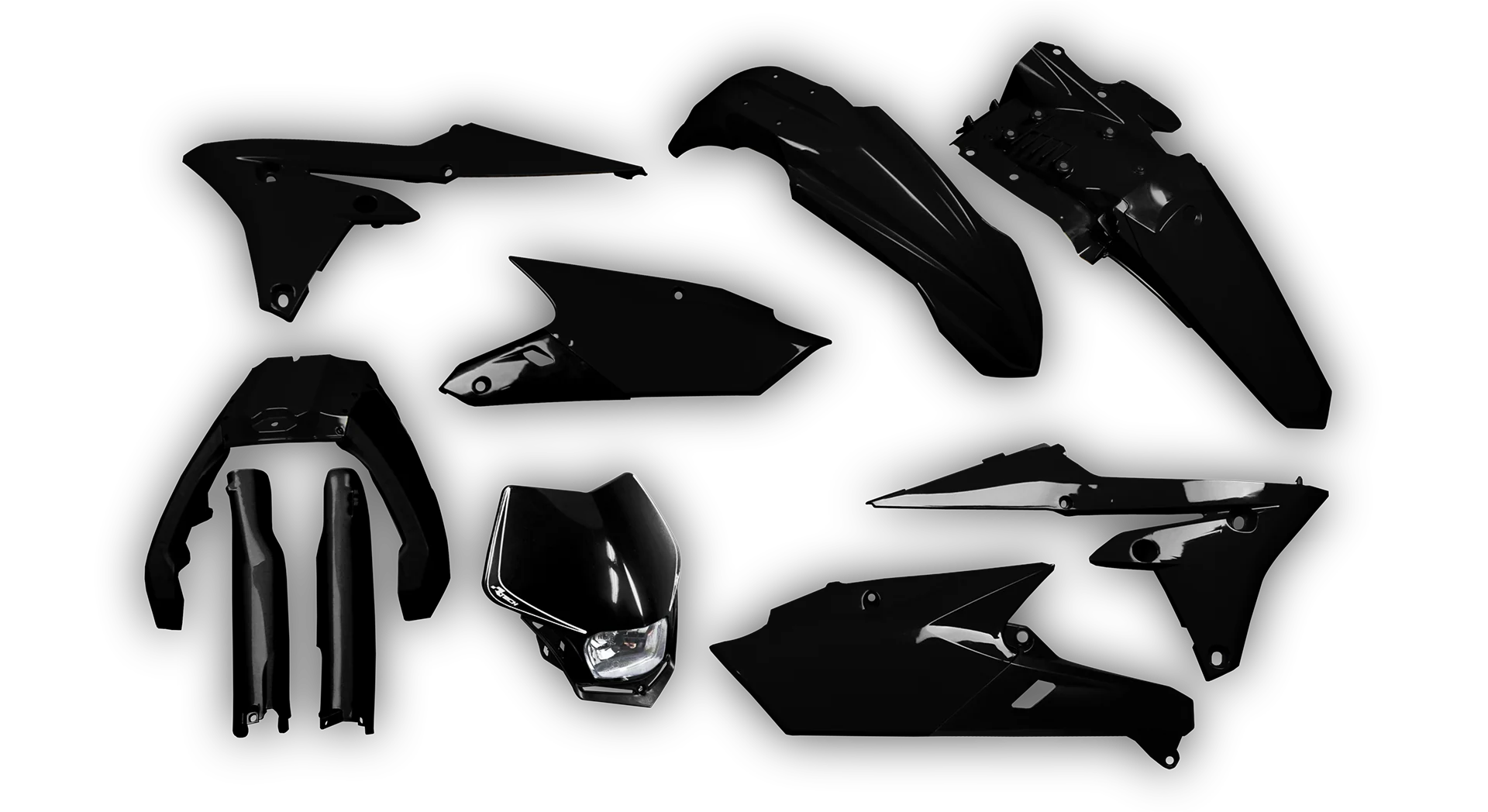 Plastics Kit - Yamaha - WR250F - 2015-2019 - Full Kit - Black V-Face