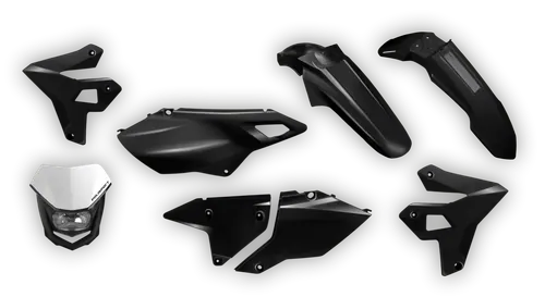 Plastics Kit - Suzuki - DRZ 400 Enduro Restyle - 1999-2024 - Full Kit - Black Restyle with light