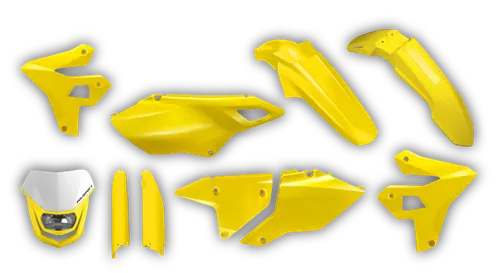 Plastics Kit - Suzuki - DRZ 400 SM Restyle - 1999-2024 - Full Kit - Yellow Restyle with light