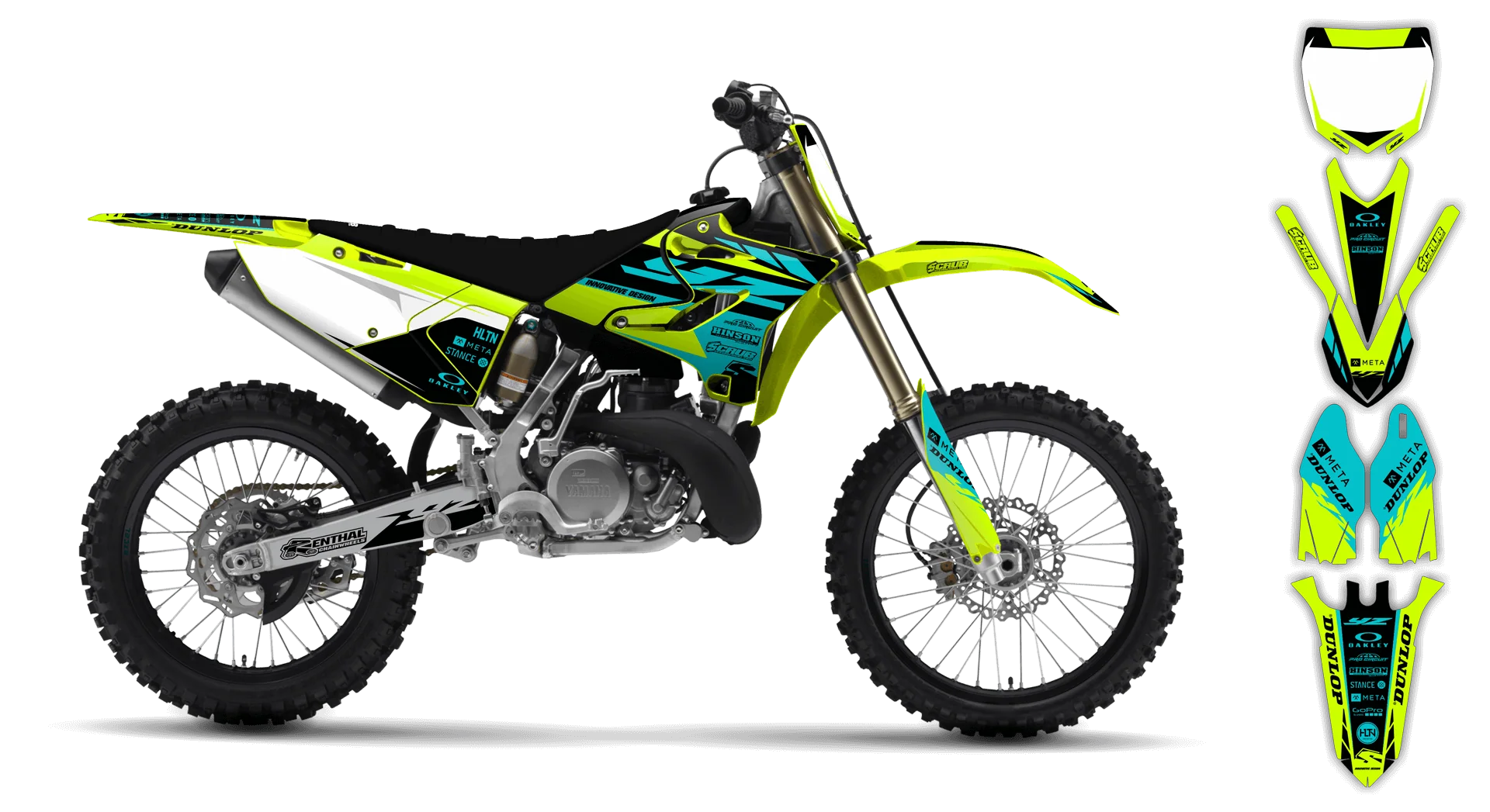 Graphics Kit - Yamaha - YZ 125-250 Revolution - 2005-2007 - Fluo SE1002 - LE