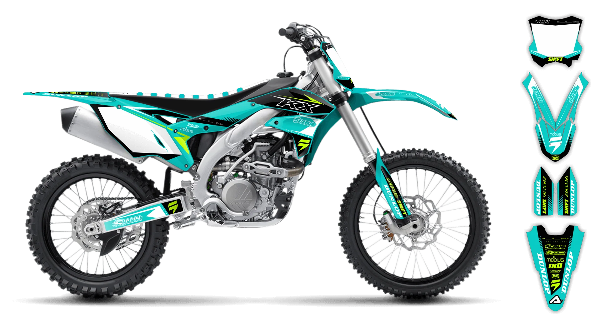 Graphics Kit - Kawasaki - KX 450F - 2016-2018 - Teal - LE