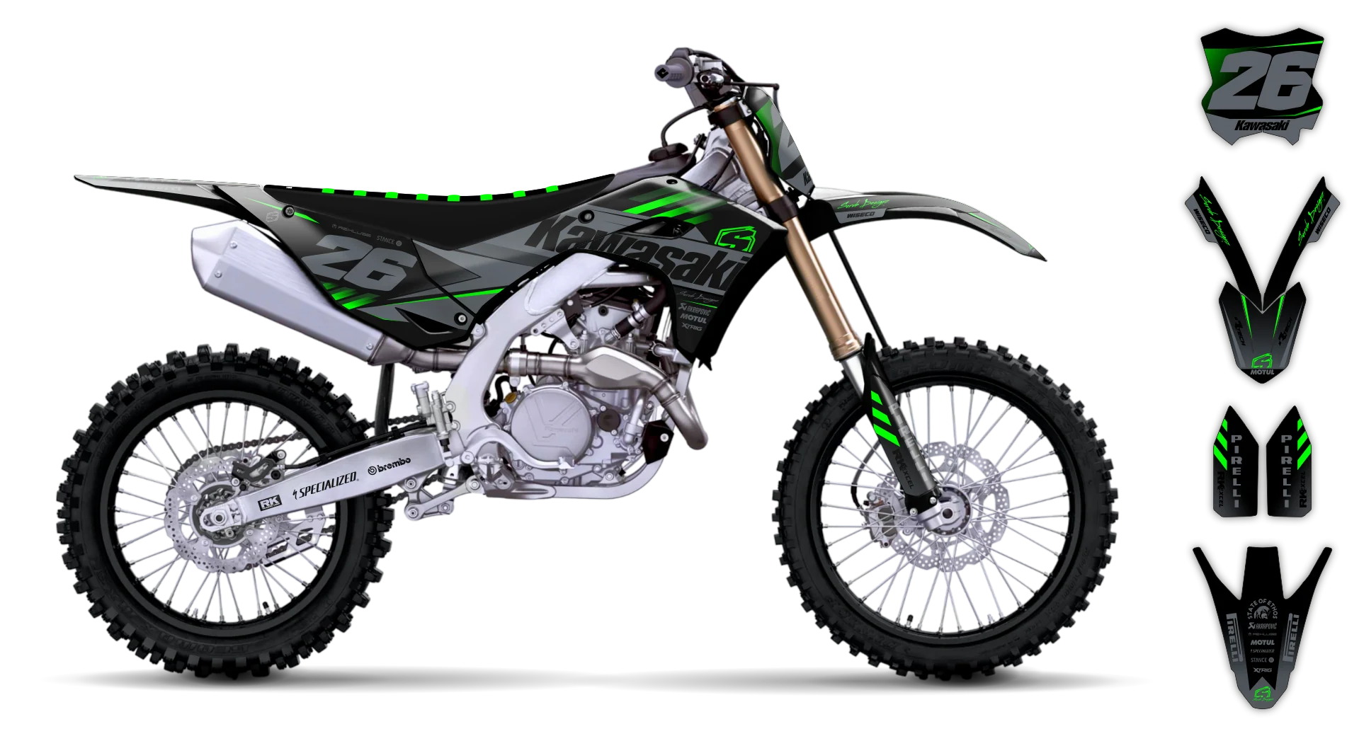 Graphics Kit - Kawasaki - KX 450F - 2024-2025 - Keryaco - R1