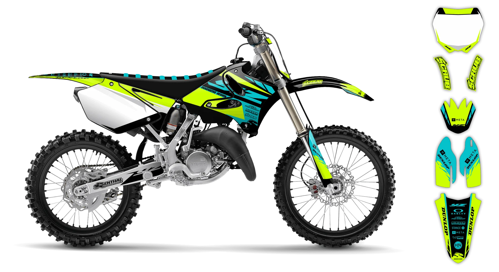 Graphics Kit - Yamaha - YZ 125 - 1993-1995 - Fluo SE1002 - LE