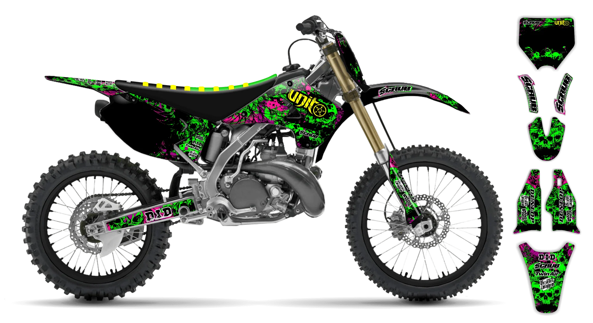 Graphics Kit - Kawasaki - KX 125 - 1994-1995 - Wasabi - R1