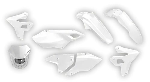Plastics Kit - Suzuki - DRZ 400 Enduro Restyle - 1999-2024 - Full Kit - White Restyle with light