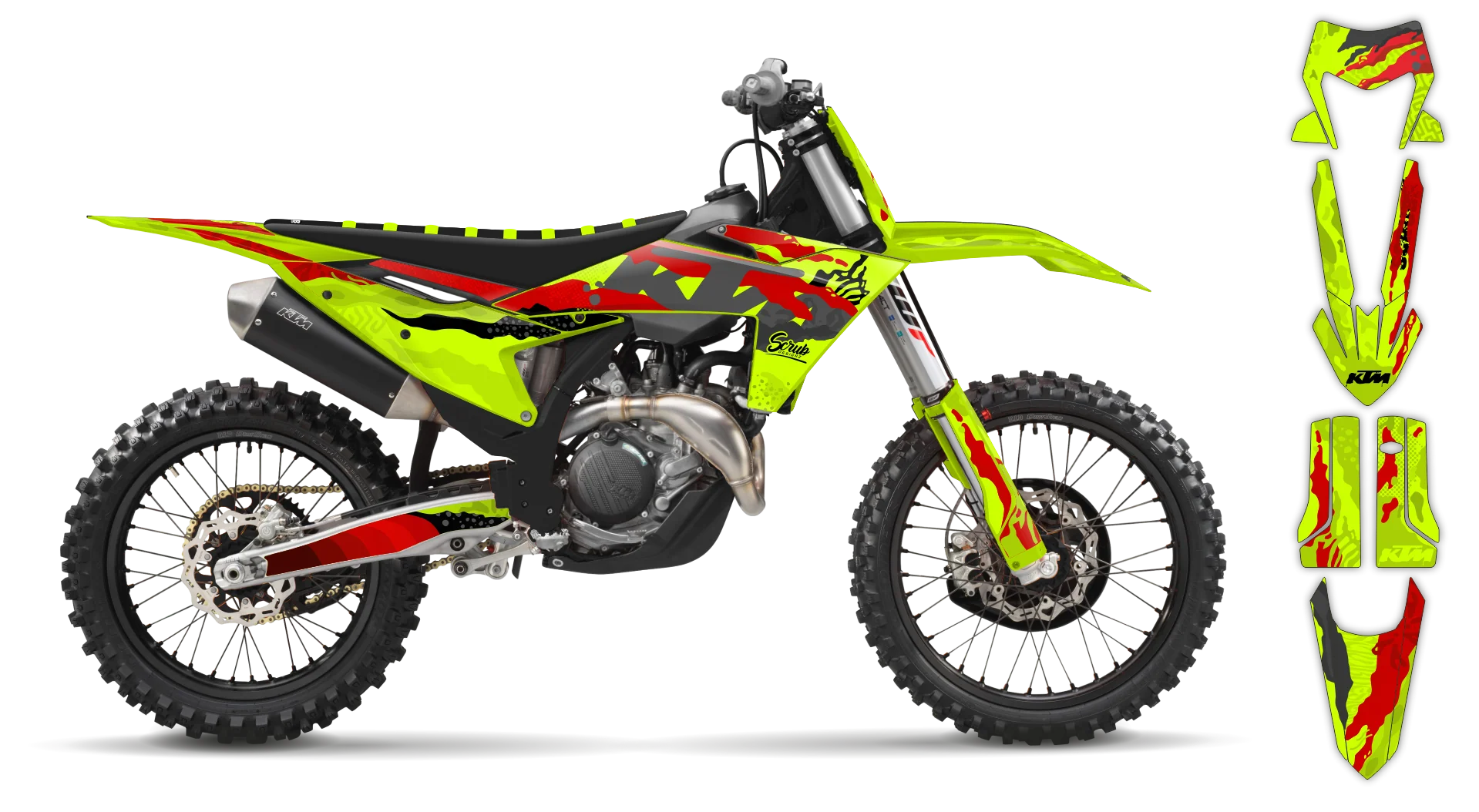 Graphics Kit - KTM - EXC EXC-F / XC-W XCF-W - 2005-2007 - Fluo Kaleido - R1