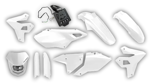 Plastics Kit - Suzuki - DRZ 400 SM Restyle - 1999-2024 - Full Kit - White Restyle Premium